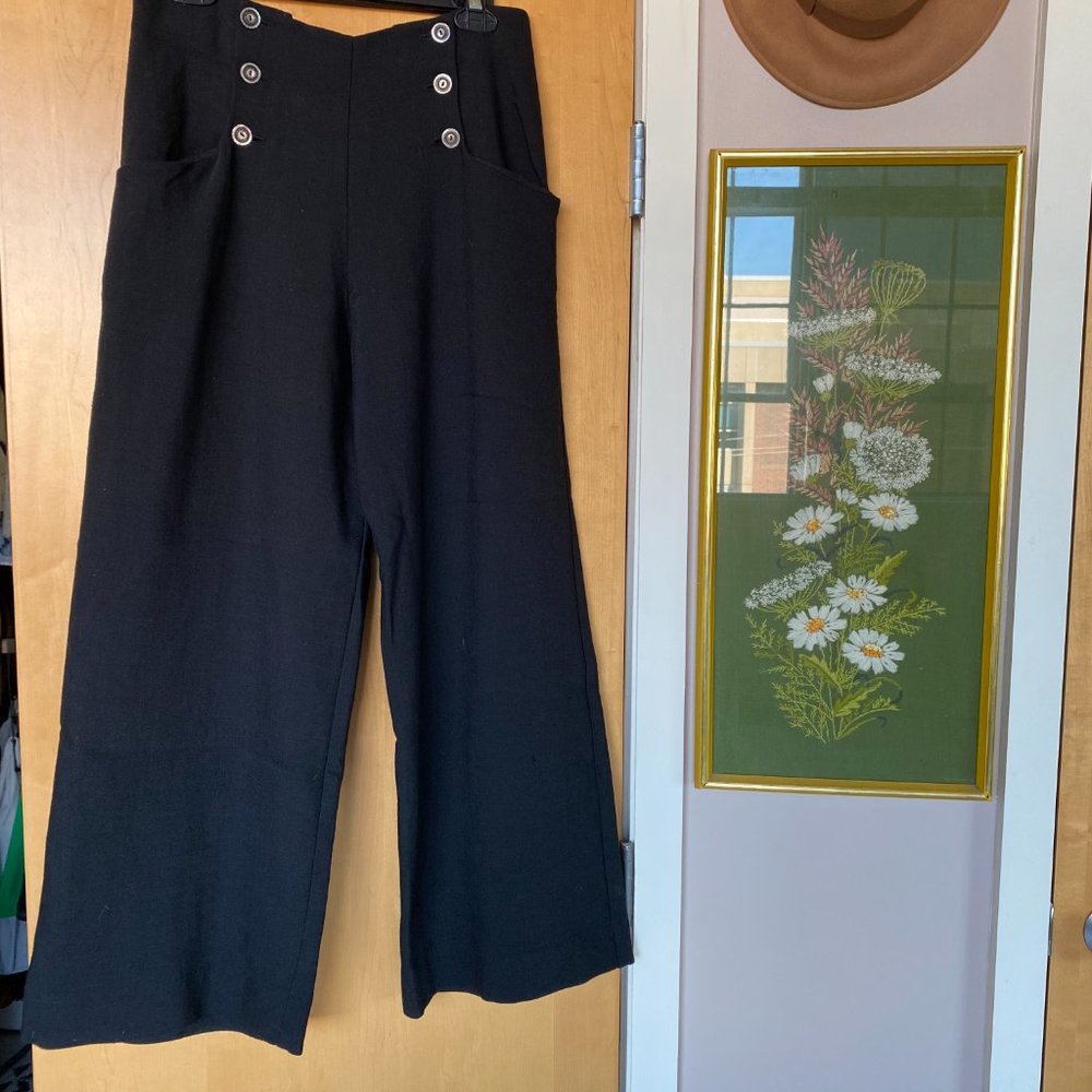 Black wool sailor pants - vintage